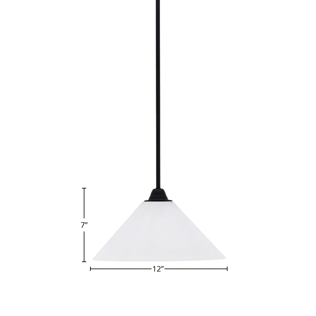 Paramount One Light Mini Pendant in Matte Black with 12" White Marble Shade