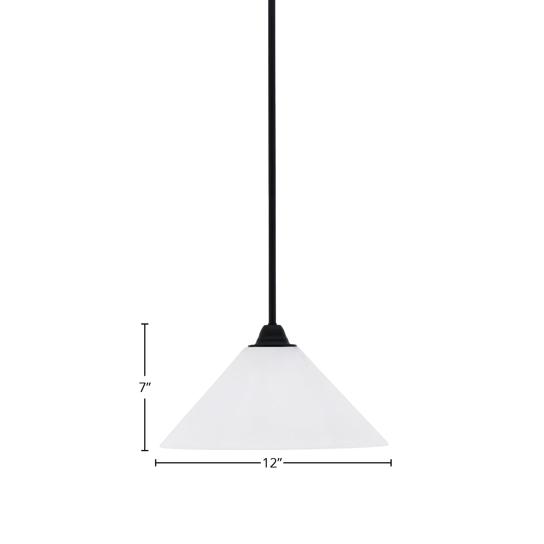 Paramount One Light Mini Pendant in Matte Black with 12" White Marble Shade