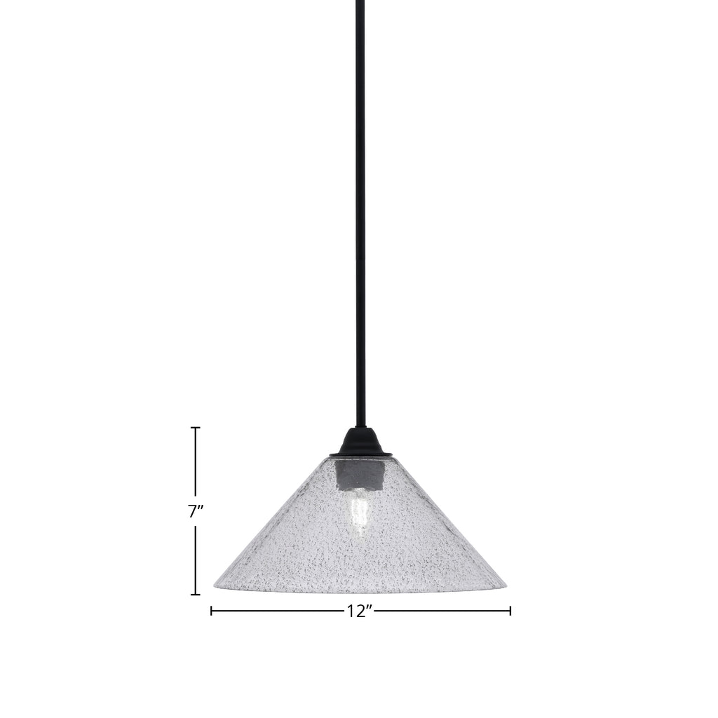 Paramount One Light Mini Pendant in Matte Black with 12" Smoke Bubble Shade