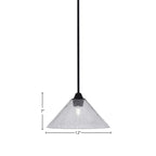 Paramount One Light Mini Pendant in Matte Black with 12" Smoke Bubble Shade
