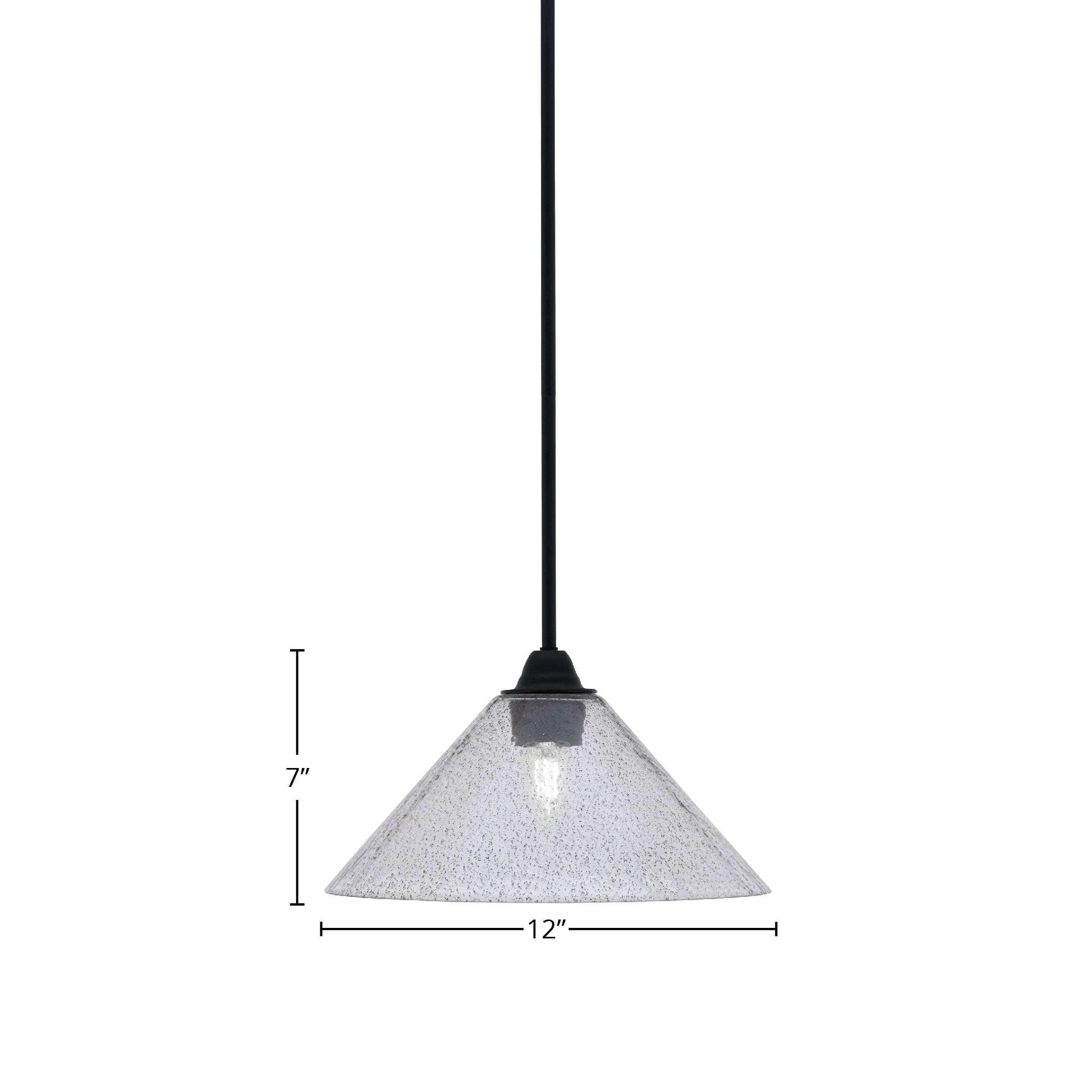 Paramount One Light Mini Pendant in Matte Black with 12" Smoke Bubble Shade