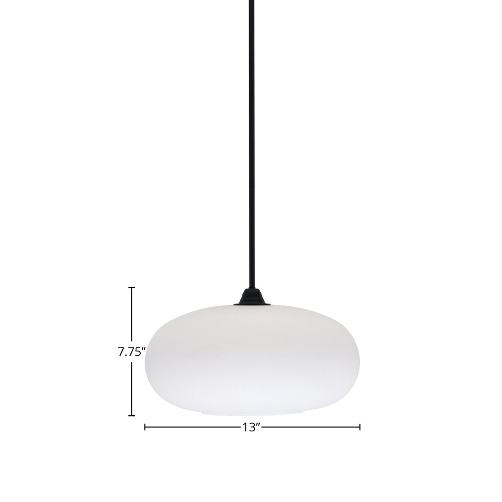 Paramount One Light Mini Pendant in Matte Black with 13" White Muslin Shade