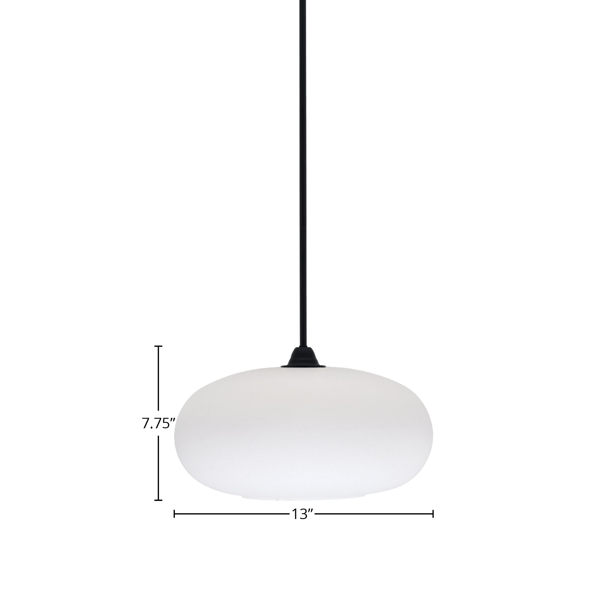 Paramount One Light Mini Pendant in Matte Black with 13" White Muslin Shade
