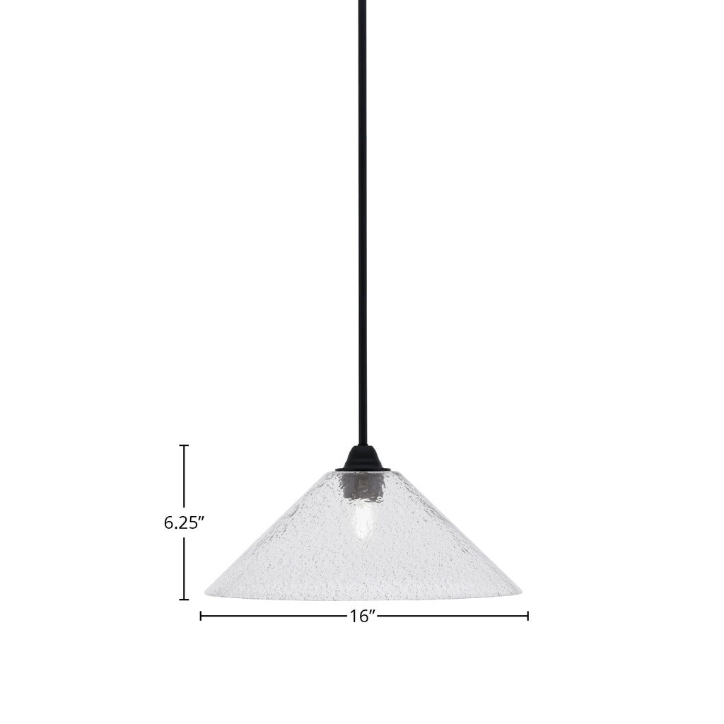 Paramount One Light Mini Pendant in Matte Black with 16" Smoke Bubble Shade