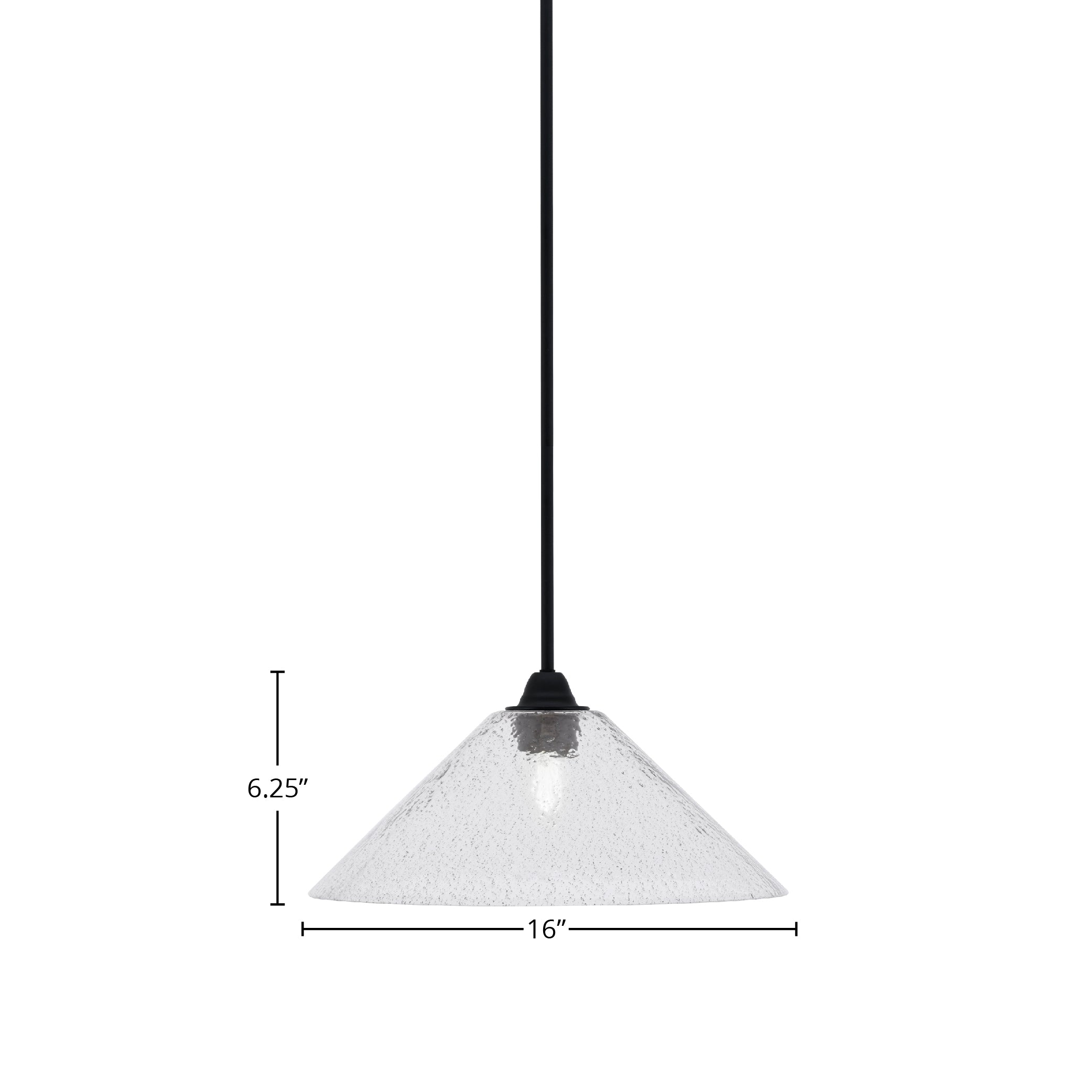 Paramount One Light Mini Pendant in Matte Black with 16" Smoke Bubble Shade