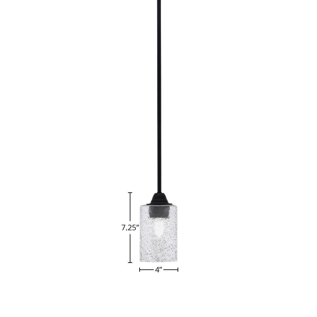 Paramount One Light Mini Pendant in Matte Black with 4" Smoke Bubble Shade