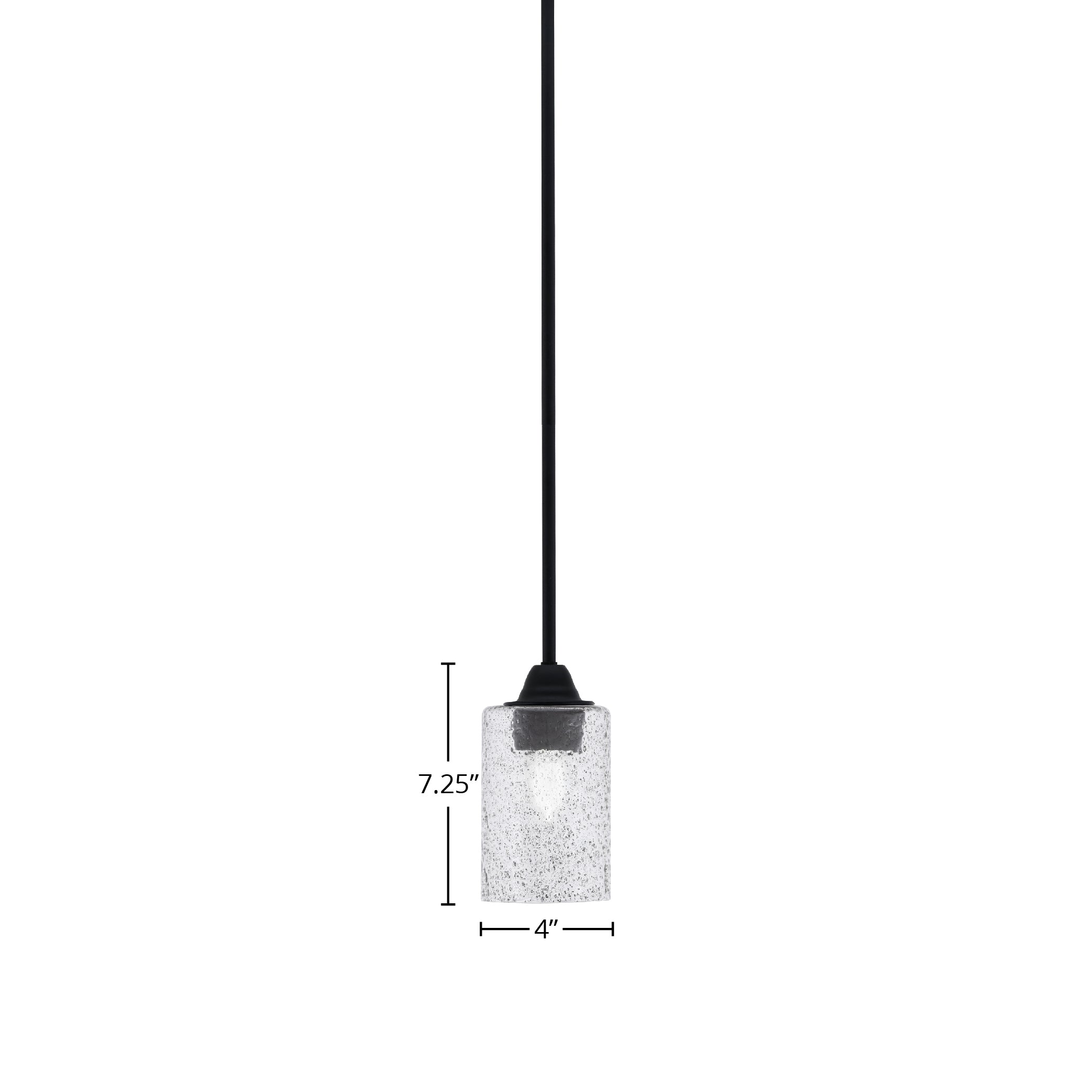 Paramount One Light Mini Pendant in Matte Black with 4" Smoke Bubble Shade