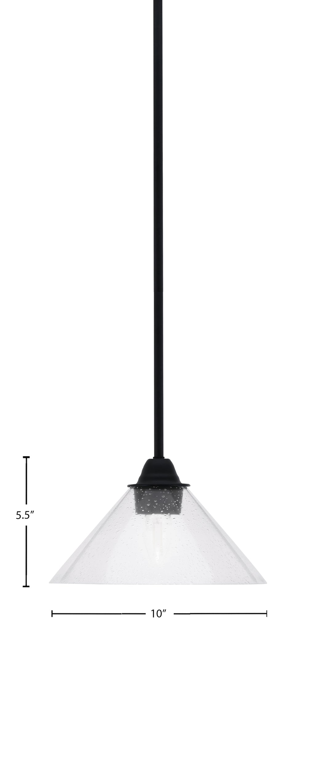 Paramount One Light Mini Pendant in Matte Black with 10" Clear Bubble Shade