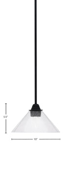 Paramount One Light Mini Pendant in Matte Black with 10" Clear Bubble Shade