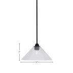 Paramount One Light Mini Pendant in Matte Black with 12" Clear Bubble Shade
