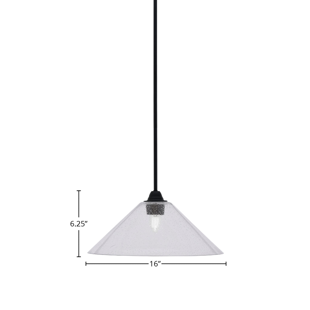 Paramount One Light Mini Pendant in Matte Black with 16" Clear Bubble Shade