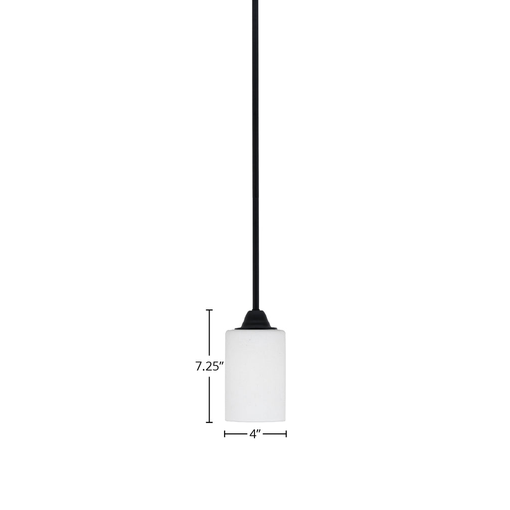 Paramount One Light Mini Pendant in Matte Black with 4" White Muslin Shade