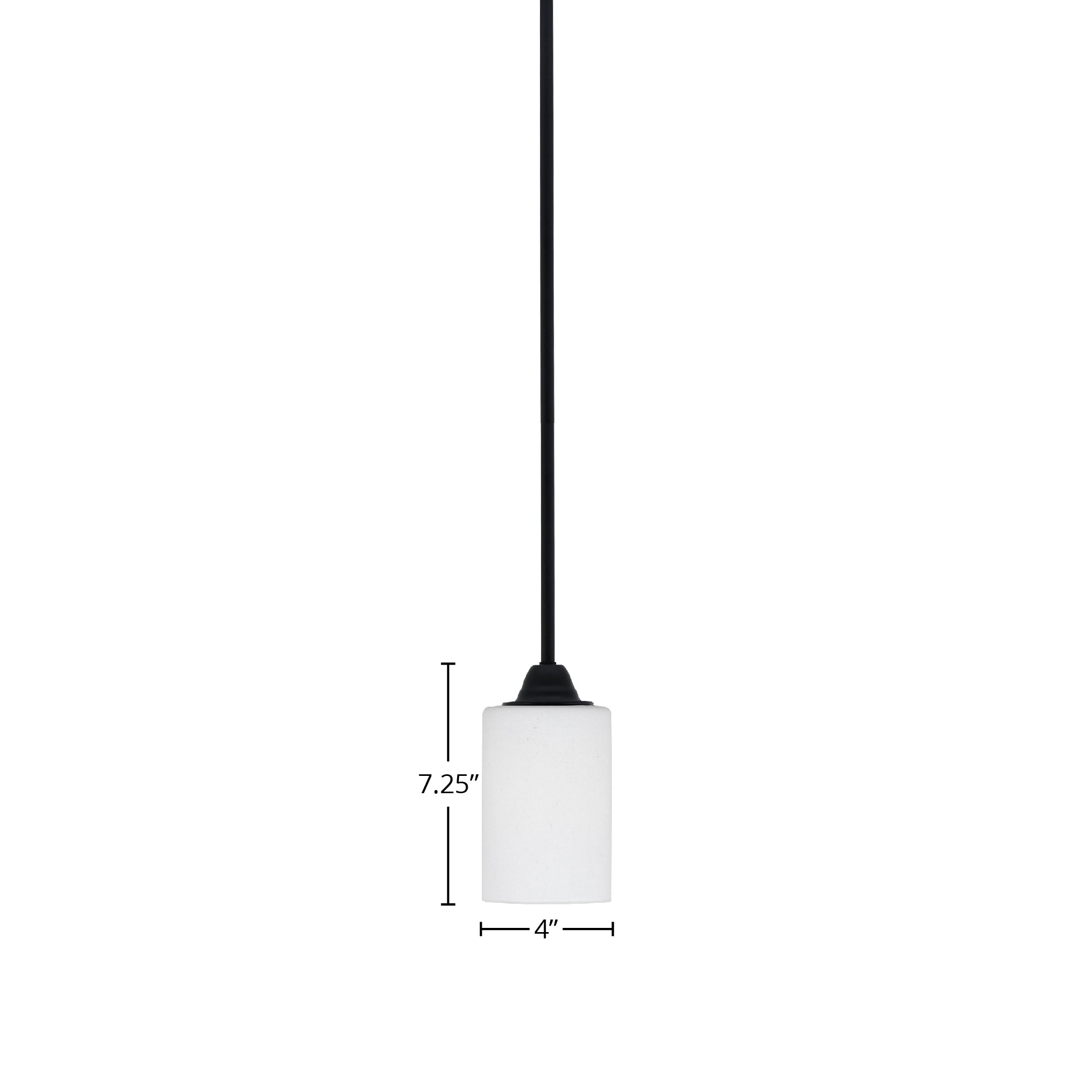 Paramount One Light Mini Pendant in Matte Black with 4" White Muslin Shade
