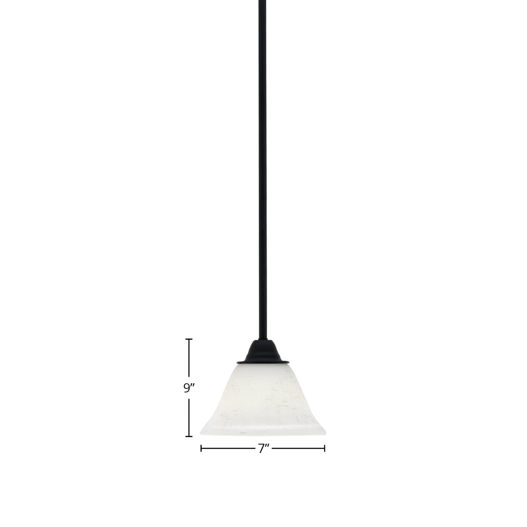 Paramount One Light Mini Pendant in Matte Black with 7" White Muslin Shade