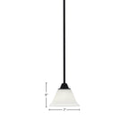 Paramount One Light Mini Pendant in Matte Black with 7" White Muslin Shade