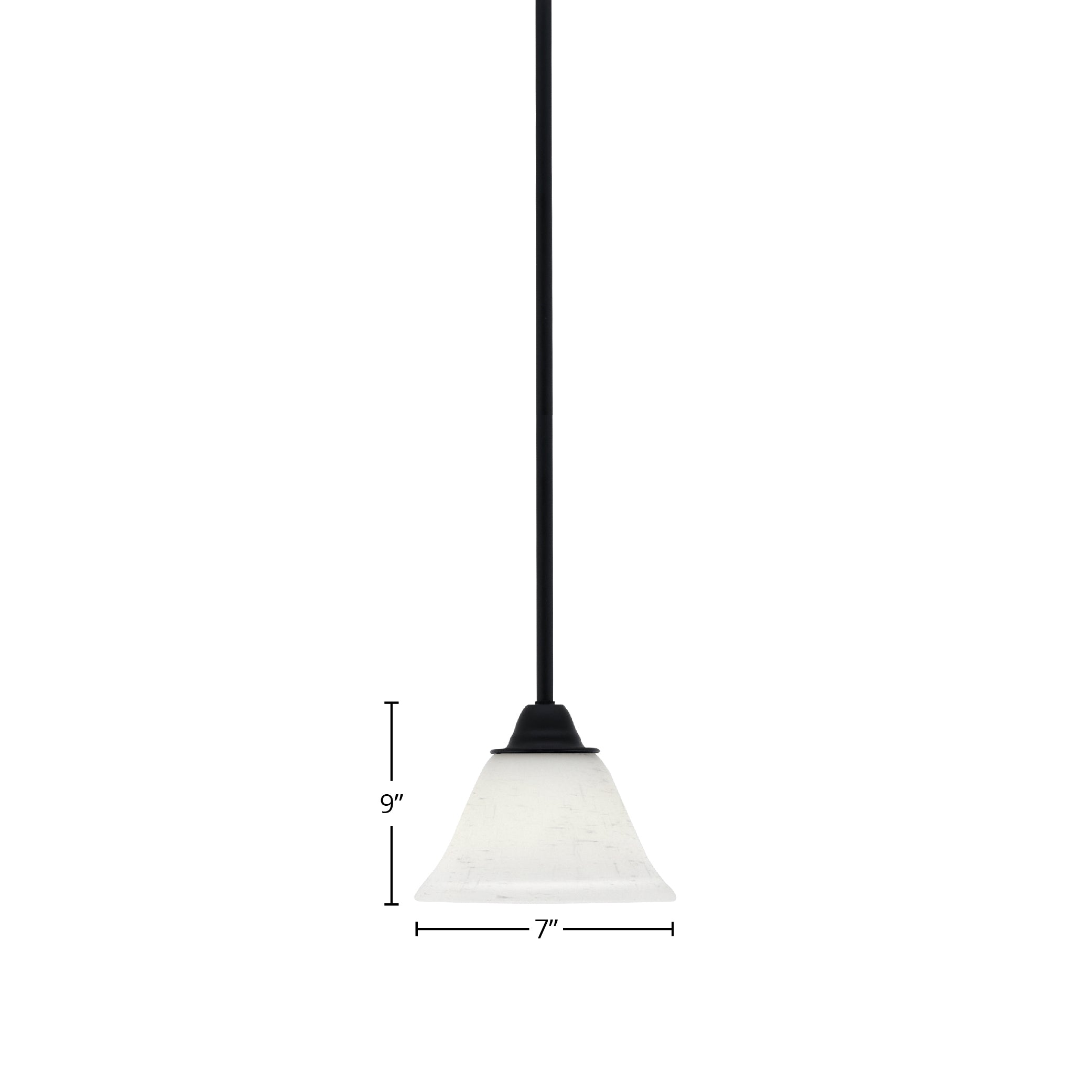 Paramount One Light Mini Pendant in Matte Black with 7" White Muslin Shade