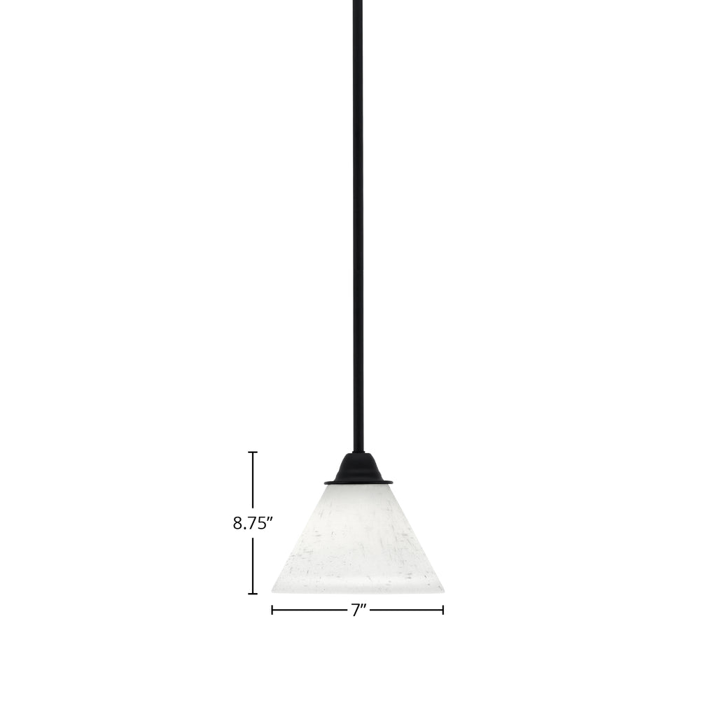 Paramount One Light Mini Pendant in Matte Black with 7" White Muslin Shade