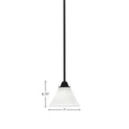 Paramount One Light Mini Pendant in Matte Black with 7" White Muslin Shade