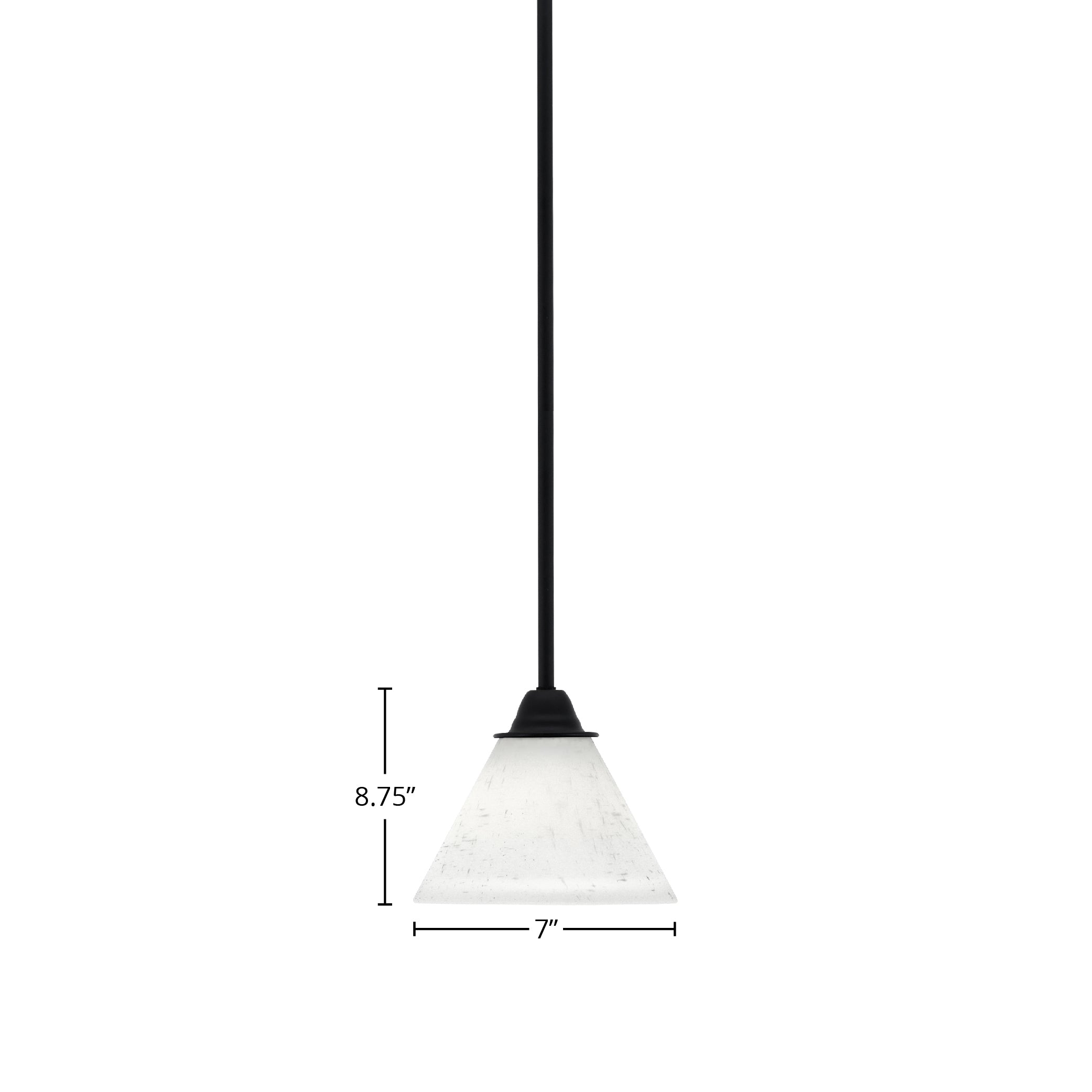 Paramount One Light Mini Pendant in Matte Black with 7" White Muslin Shade
