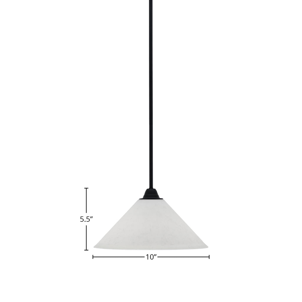 Paramount One Light Mini Pendant in Matte Black with 10" White Muslin Shade