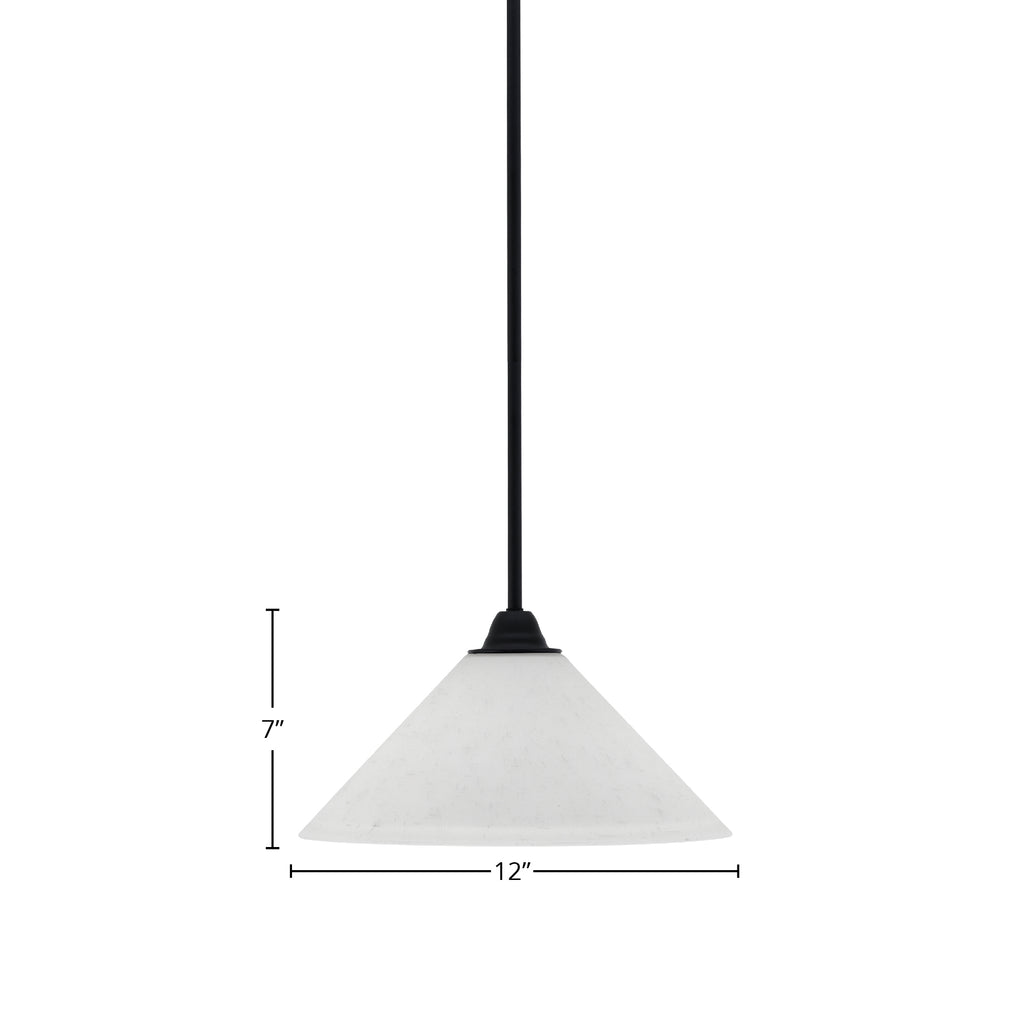 Paramount One Light Mini Pendant in Matte Black with 12" White Muslin Shade