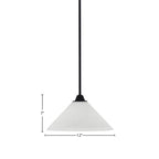 Paramount One Light Mini Pendant in Matte Black with 12" White Muslin Shade