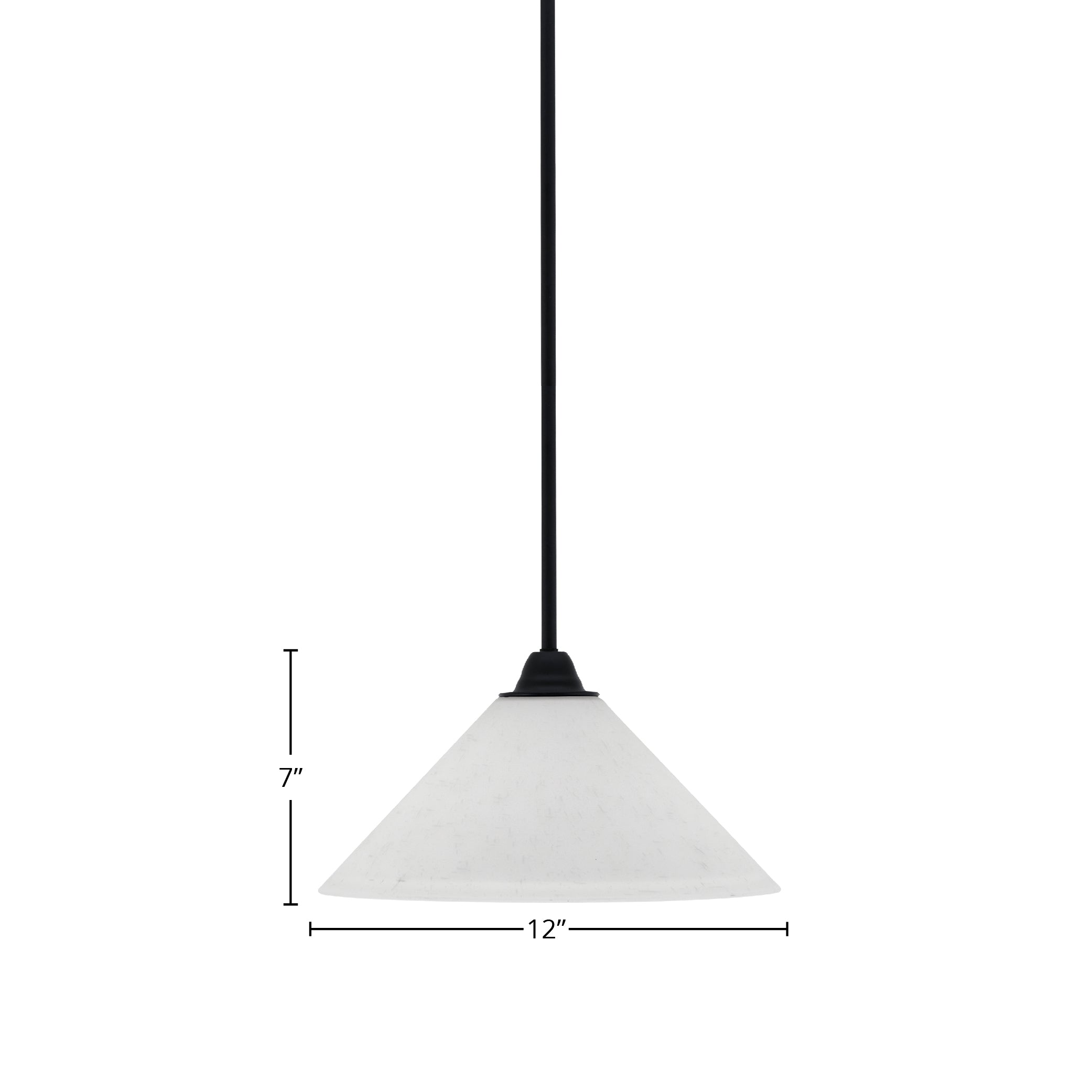Paramount One Light Mini Pendant in Matte Black with 12" White Muslin Shade