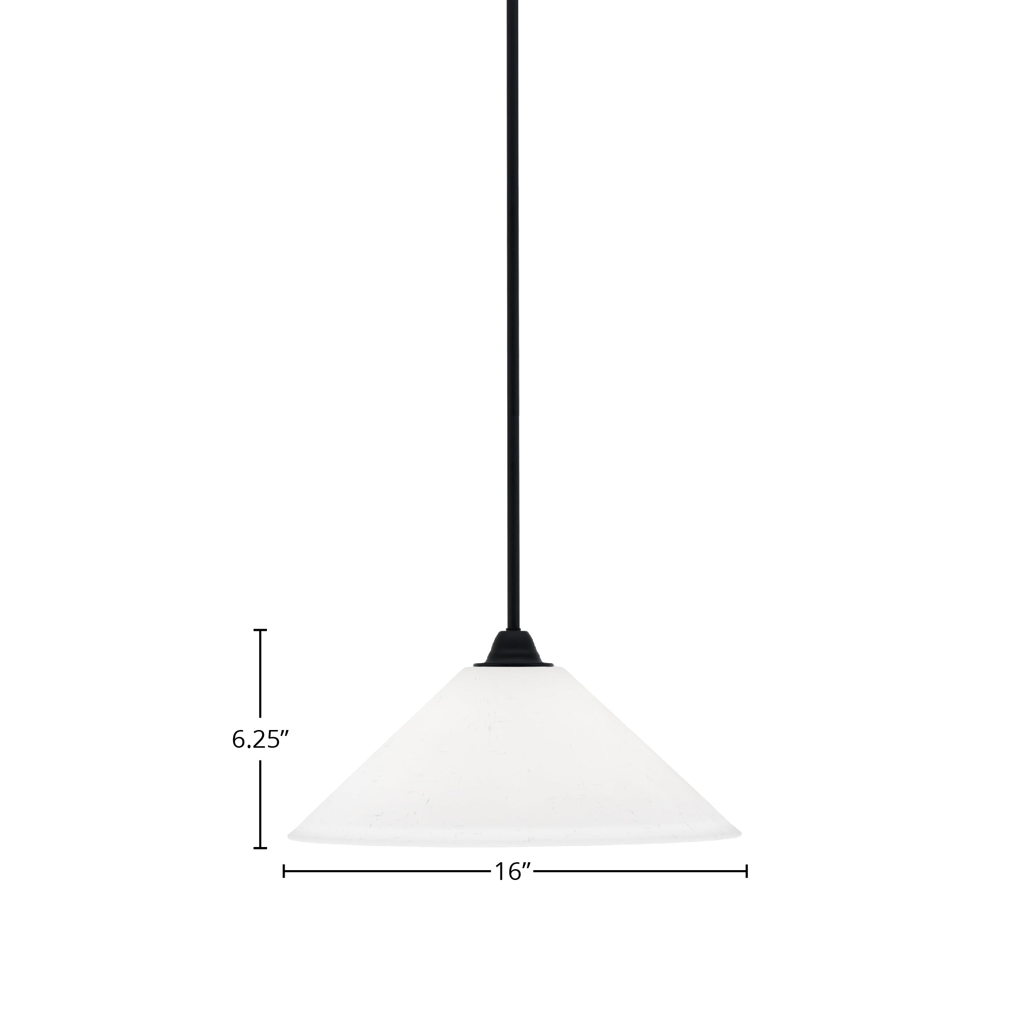 Paramount One Light Mini Pendant in Matte Black with 16" White Muslin Shade