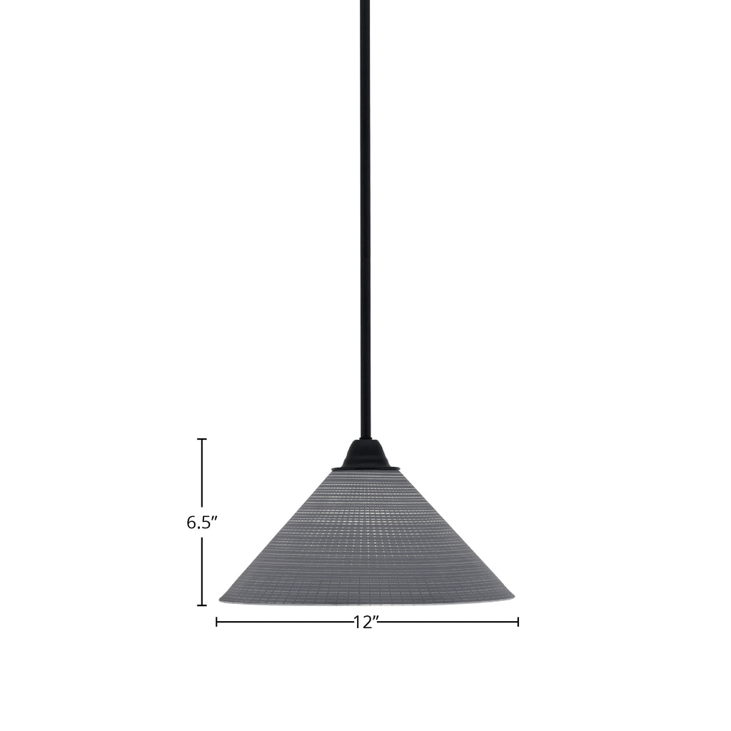 Paramount One Light Mini Pendant in Matte Black with 12" Gray Matrix Shade