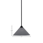 Paramount One Light Mini Pendant in Matte Black with 12" Gray Matrix Shade
