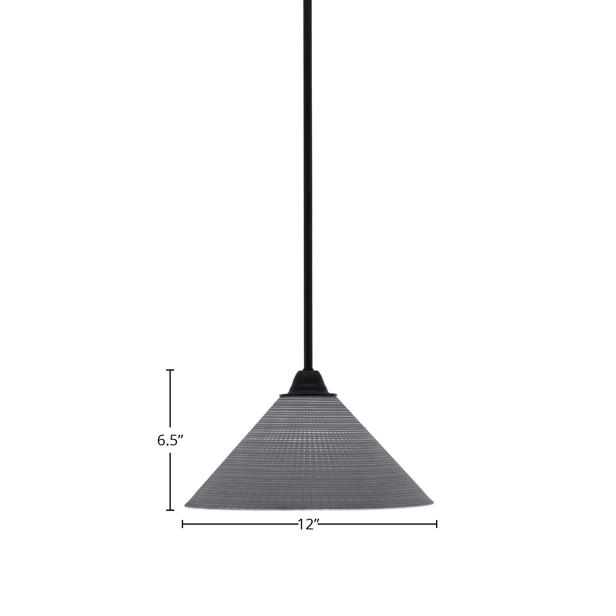 Paramount One Light Mini Pendant in Matte Black with 12" Gray Matrix Shade