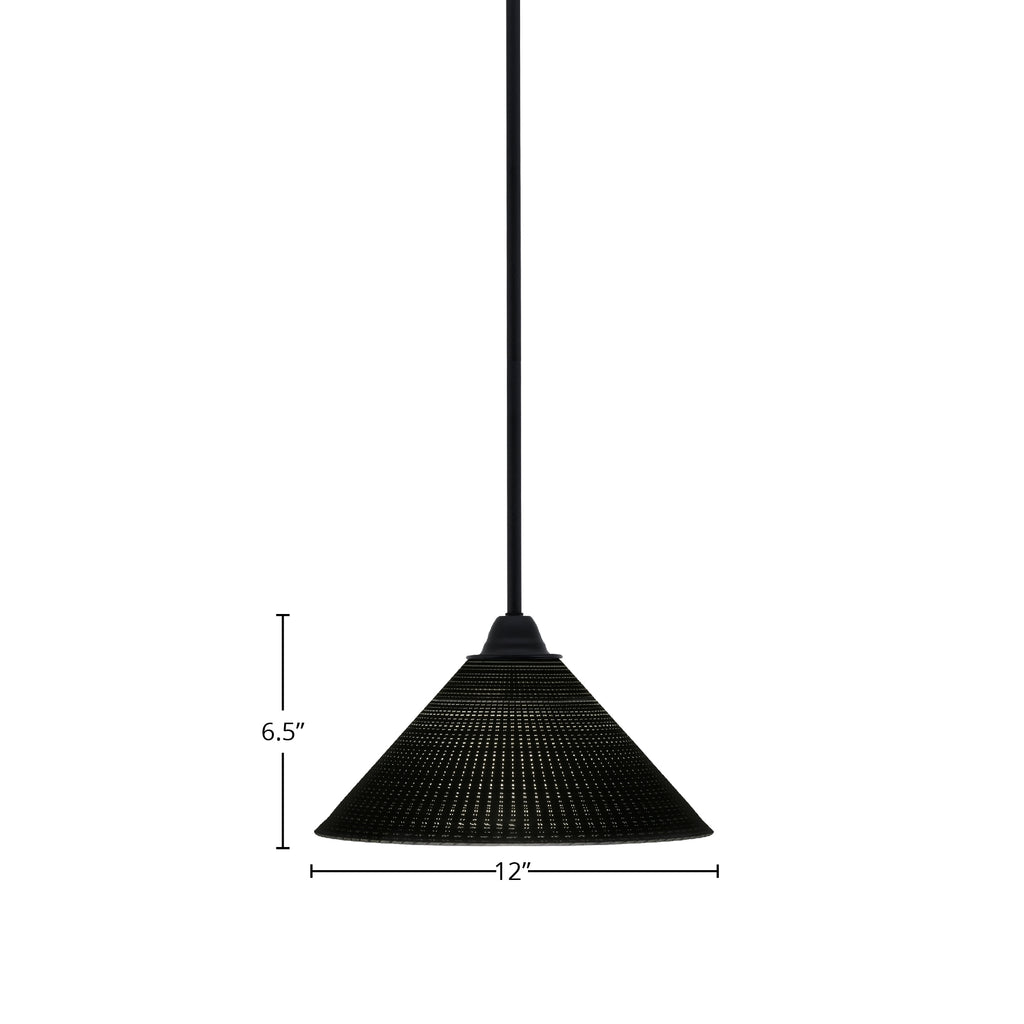 Paramount One Light Mini Pendant in Matte Black with 12" Black Matrix Shade