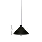 Paramount One Light Mini Pendant in Matte Black with 12" Black Matrix Shade