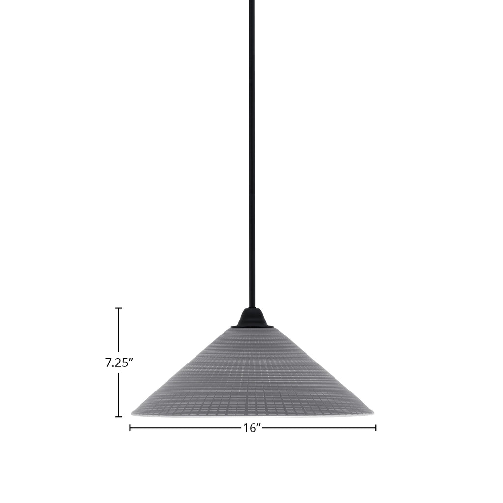 Paramount One Light Mini Pendant in Matte Black with 16" Gray Matrix Shade