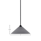 Paramount One Light Mini Pendant in Matte Black with 16" Gray Matrix Shade