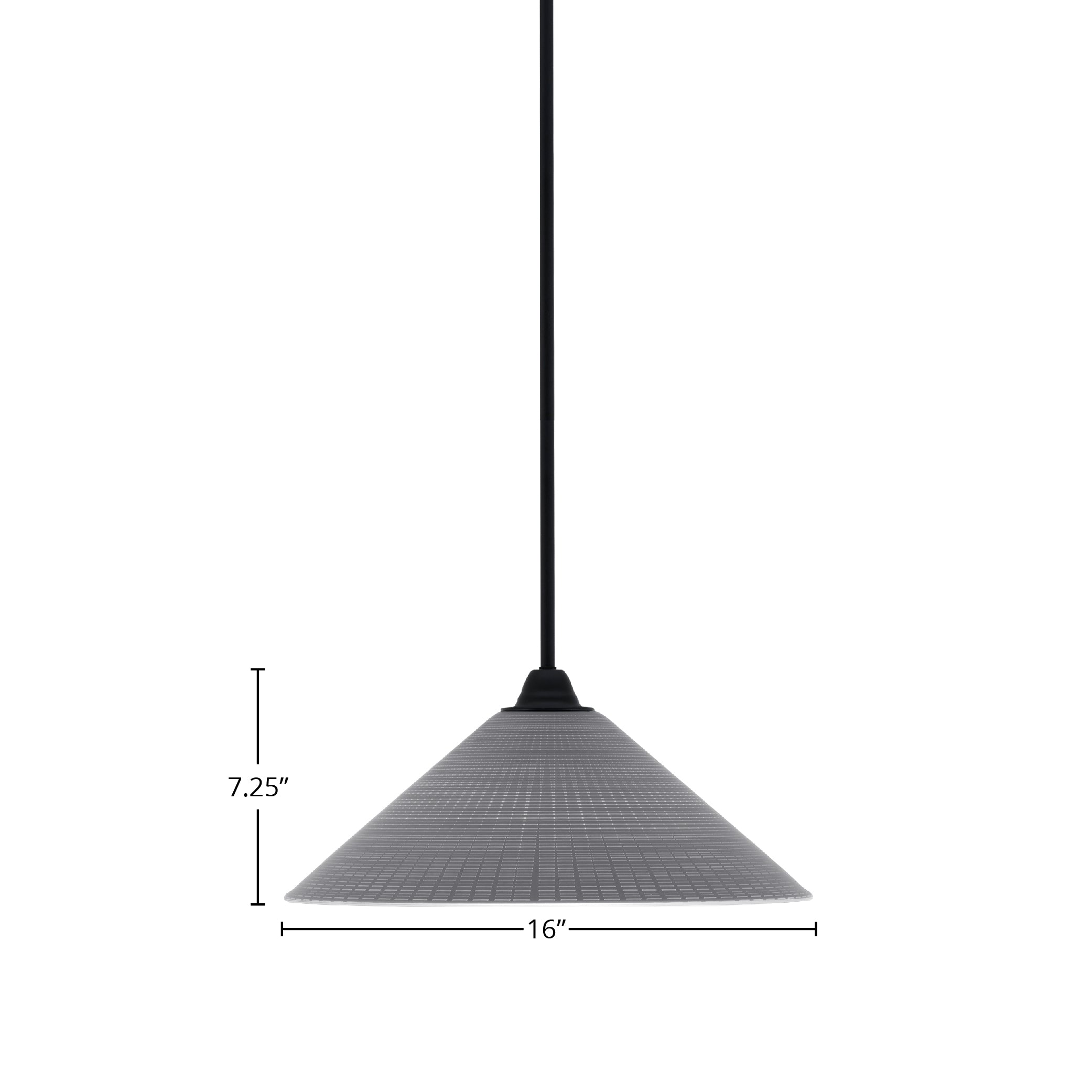 Paramount One Light Mini Pendant in Matte Black with 16" Gray Matrix Shade