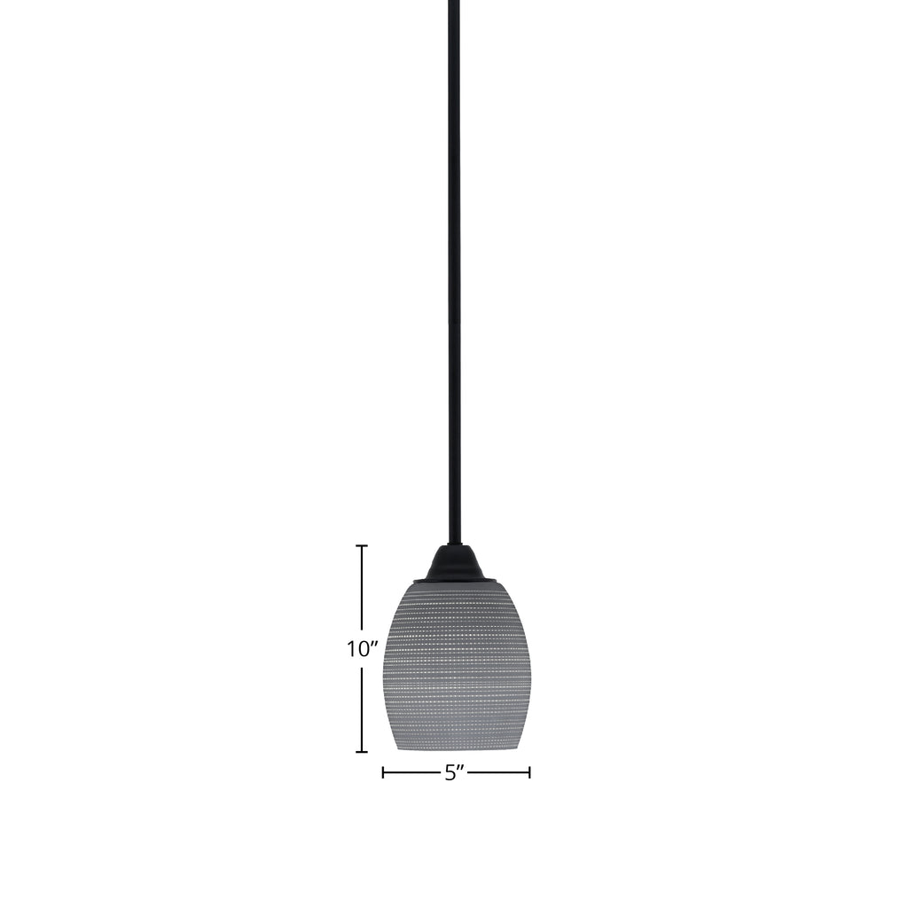 Paramount One Light Mini Pendant in Matte Black with 5" Gray Matrix Shade