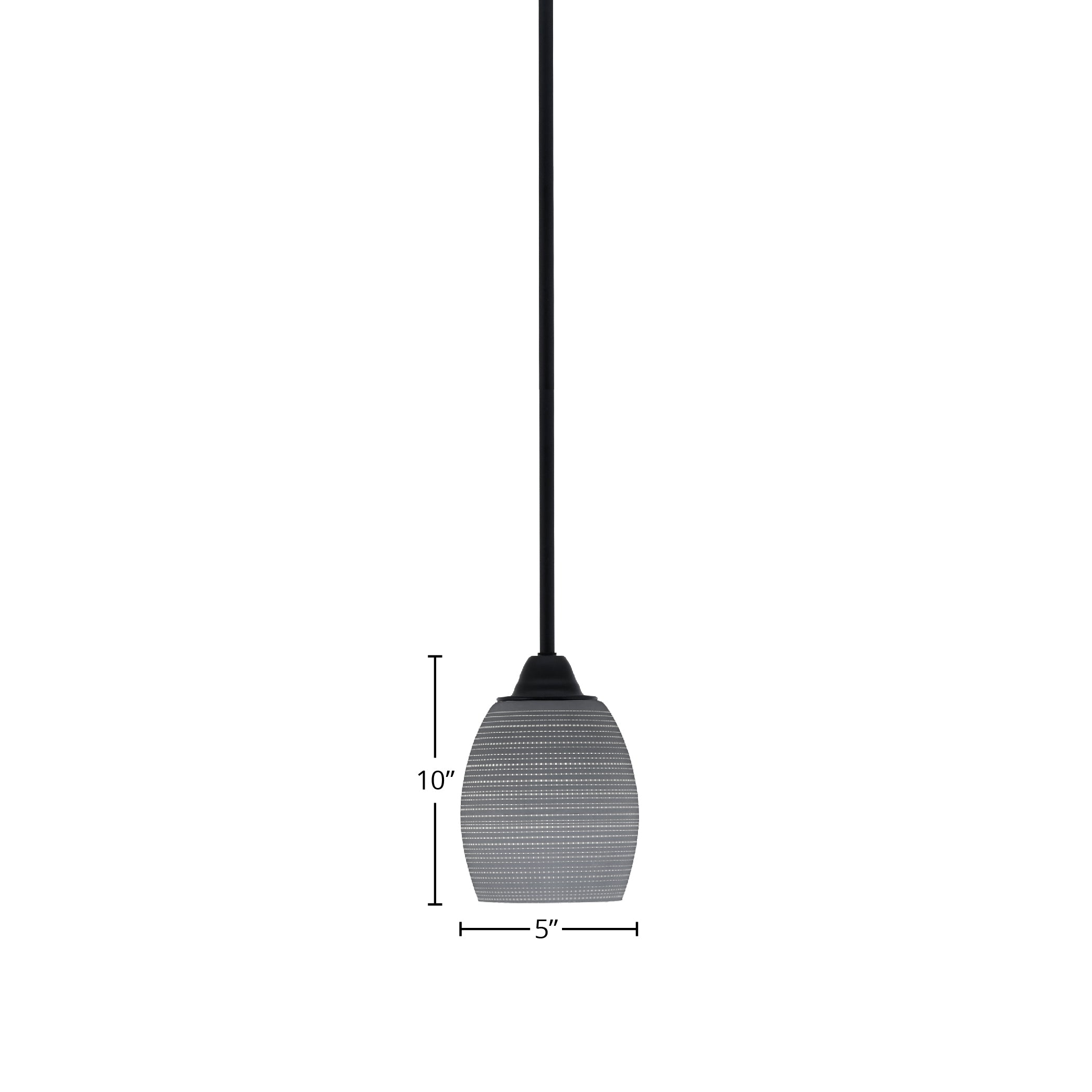 Paramount One Light Mini Pendant in Matte Black with 5" Gray Matrix Shade
