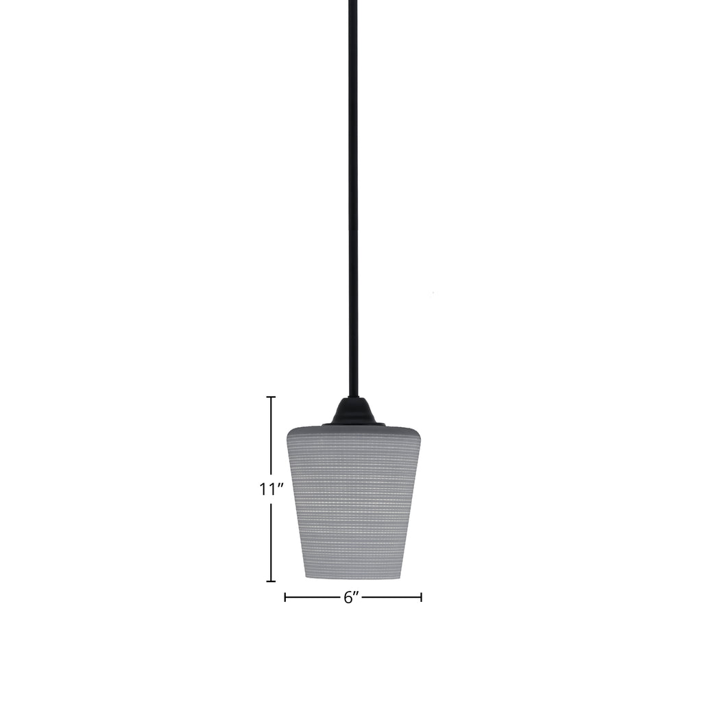 Paramount One Light Mini Pendant in Matte Black with 6" Gray Matrix Shade