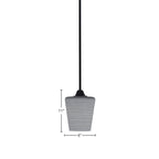 Paramount One Light Mini Pendant in Matte Black with 6" Gray Matrix Shade