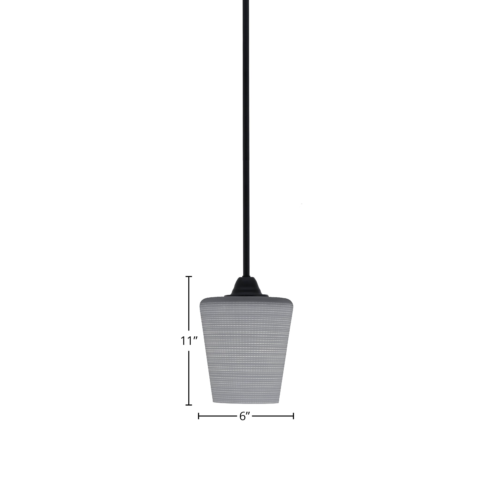 Paramount One Light Mini Pendant in Matte Black with 6" Gray Matrix Shade