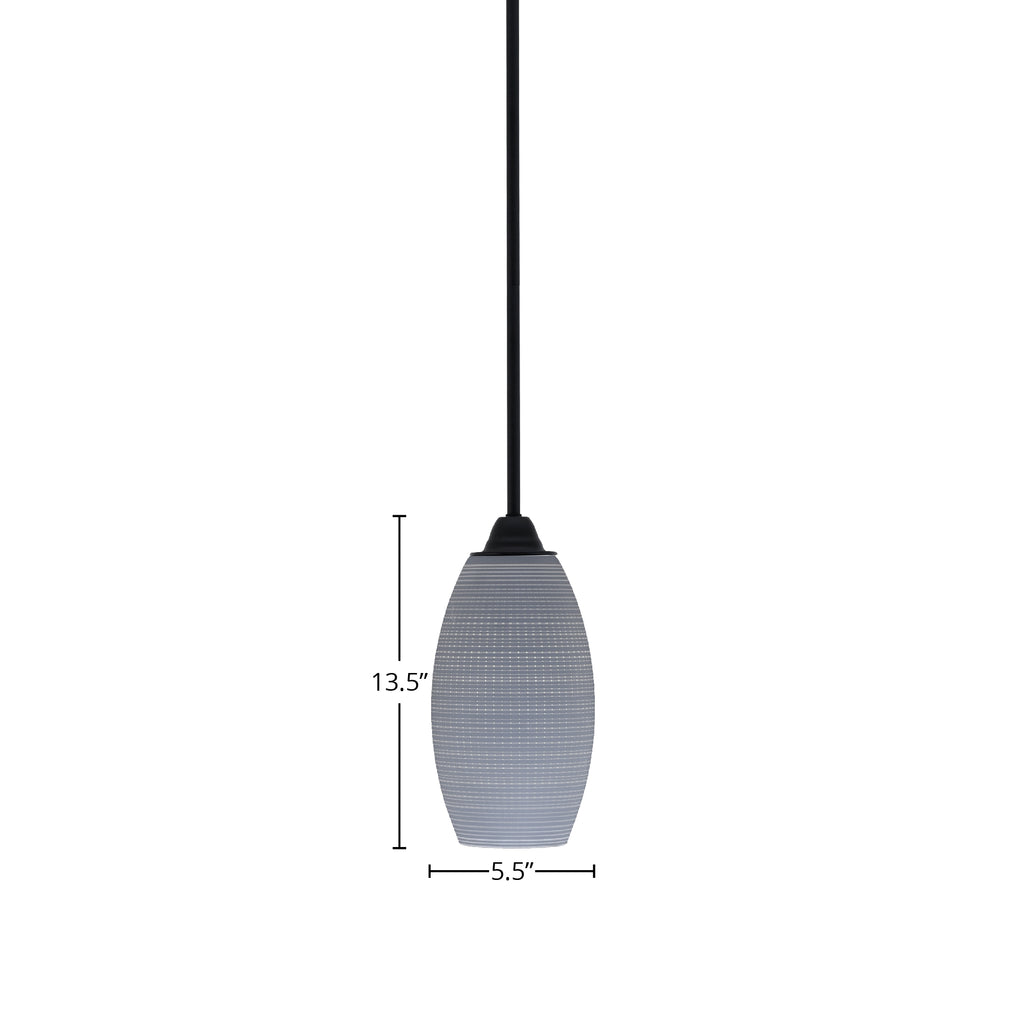 Paramount One Light Mini Pendant in Matte Black with 5.5" Gray Matrix Shade