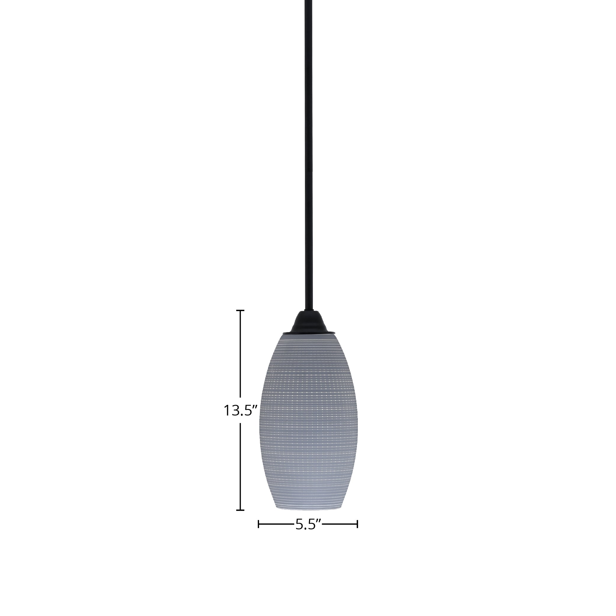 Paramount One Light Mini Pendant in Matte Black with 5.5" Gray Matrix Shade