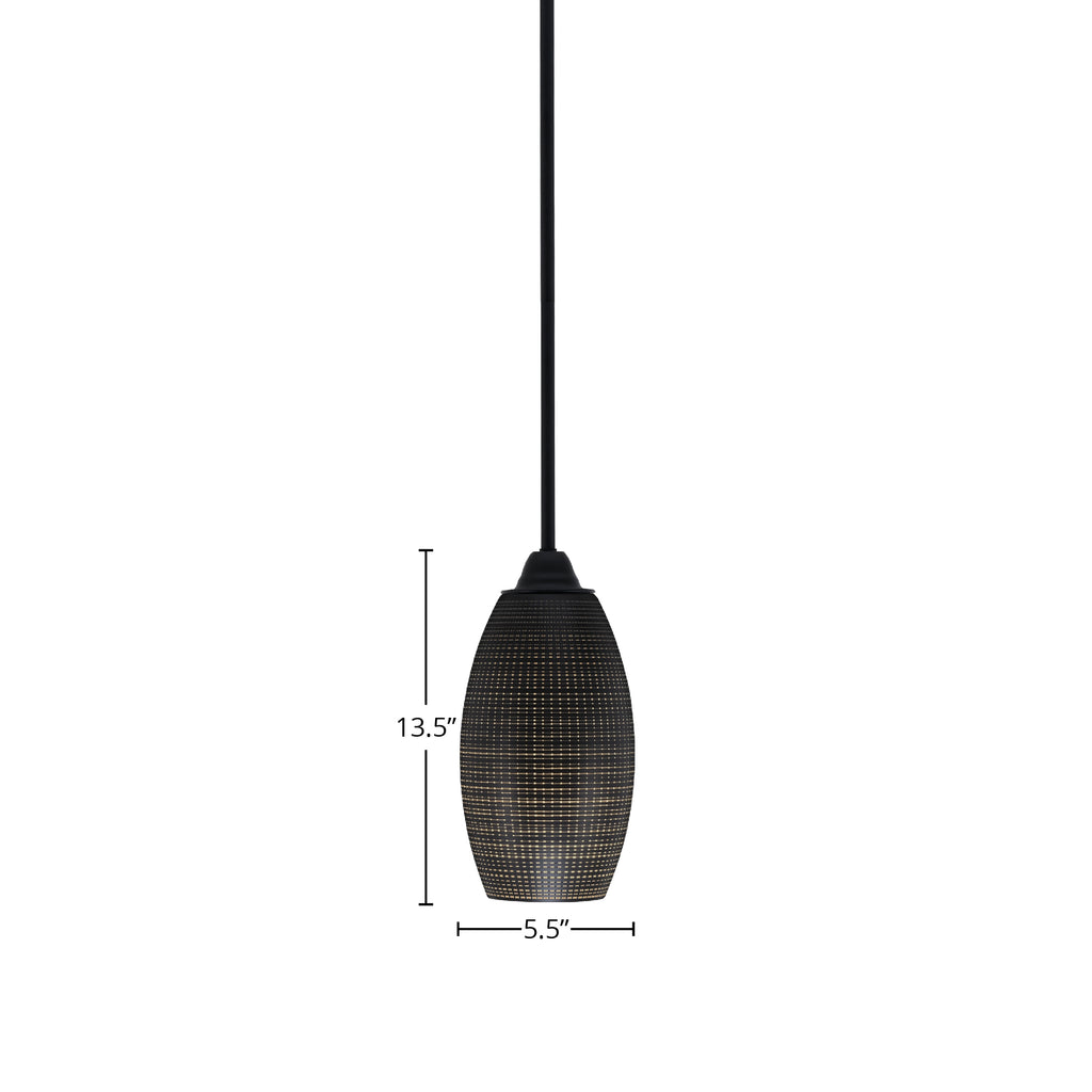 Paramount One Light Mini Pendant in Matte Black with 5.5" Black Matrix Shade