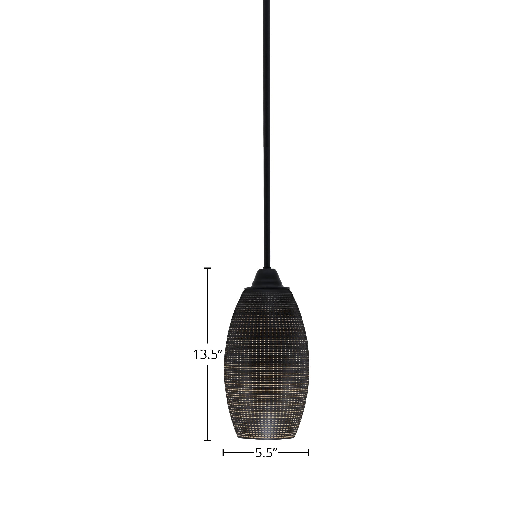 Paramount One Light Mini Pendant in Matte Black with 5.5" Black Matrix Shade