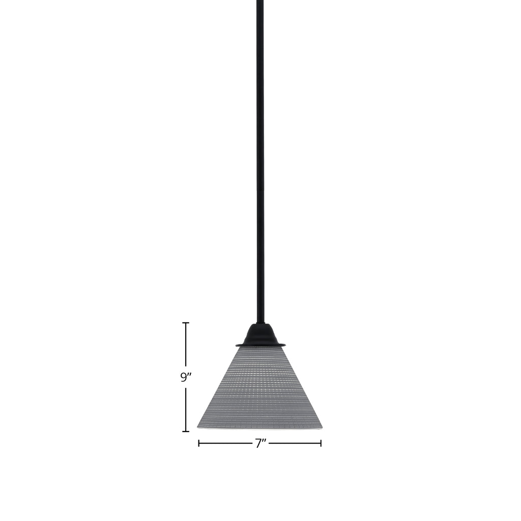 Paramount One Light Mini Pendant in Matte Black with 7" Gray Matrix Shade