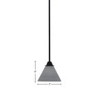 Paramount One Light Mini Pendant in Matte Black with 7" Gray Matrix Shade