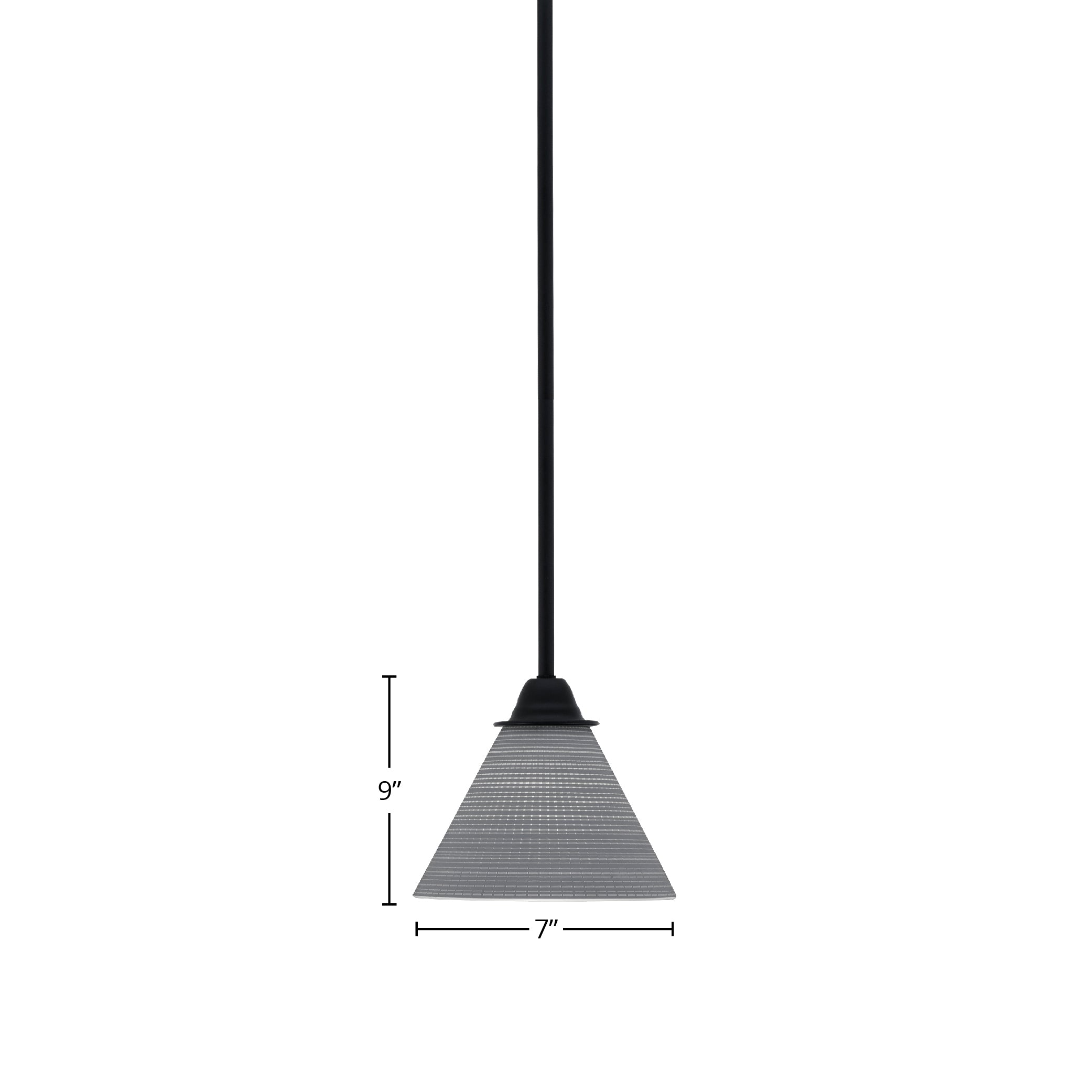 Paramount One Light Mini Pendant in Matte Black with 7" Gray Matrix Shade