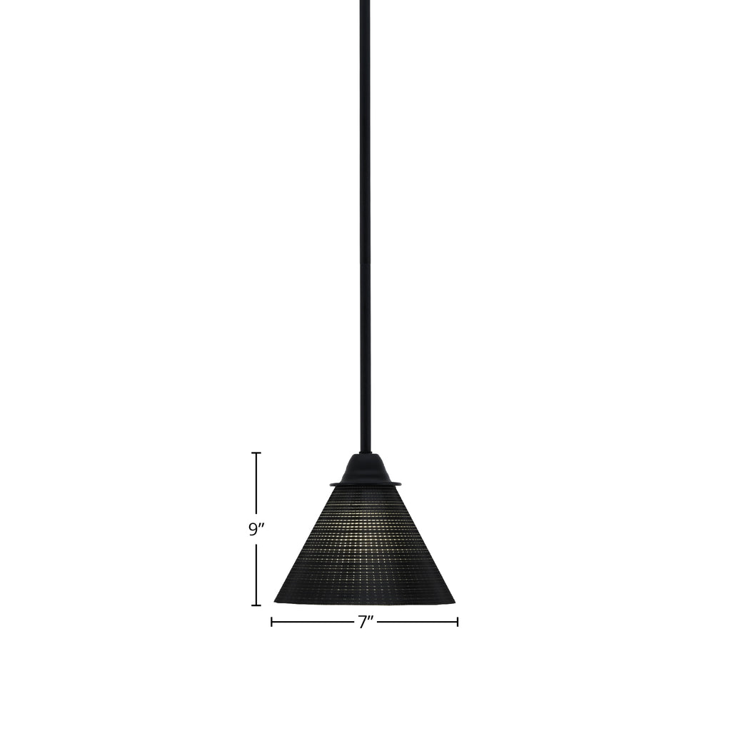 Paramount One Light Mini Pendant in Matte Black with 7" Black Matrix Shade