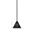 Paramount One Light Mini Pendant in Matte Black with 7" Black Matrix Shade